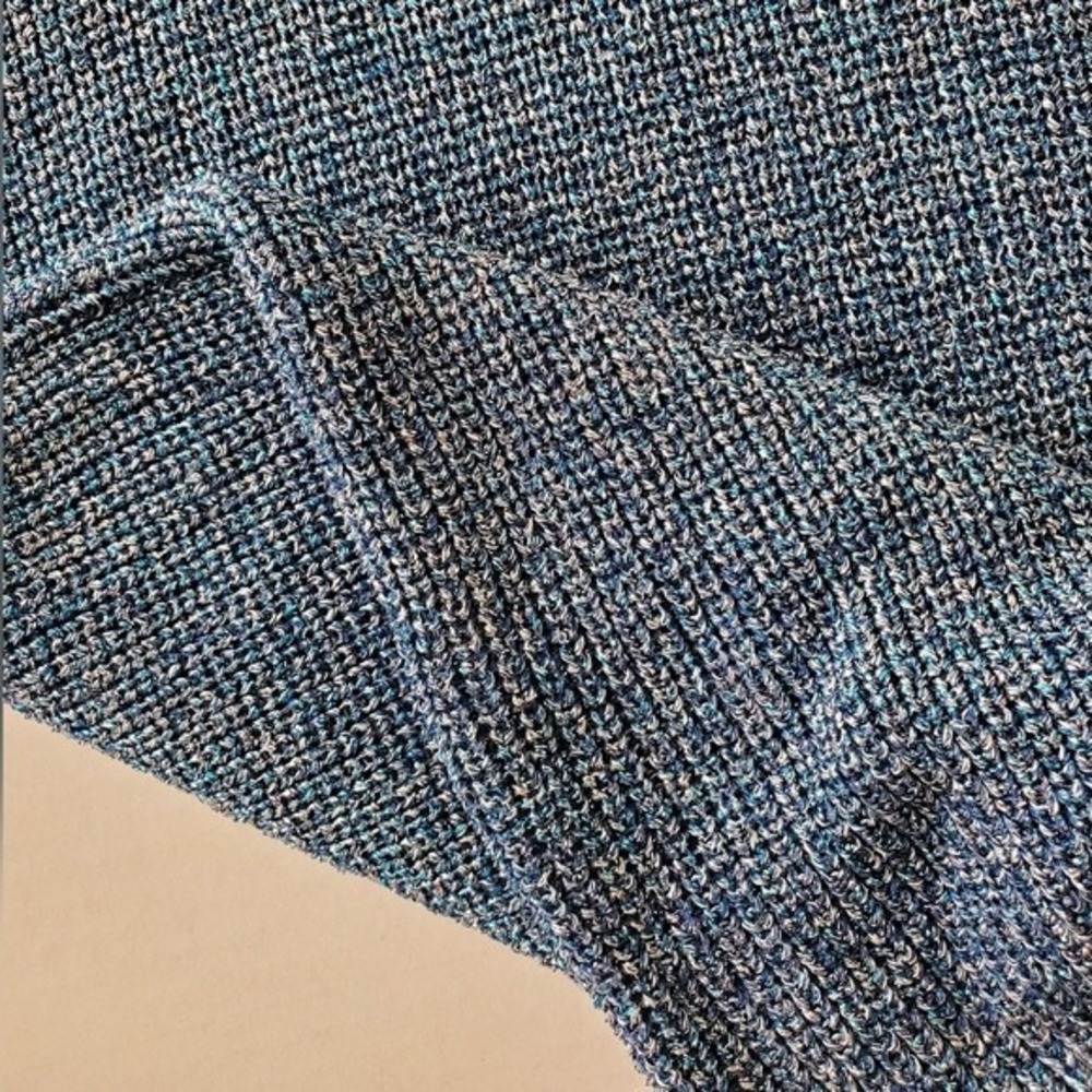 Vintage 90s Blue Crochet Knit Tank Christine Phillipe Sleeveless Shimmer Top M - Picture 13 of 14